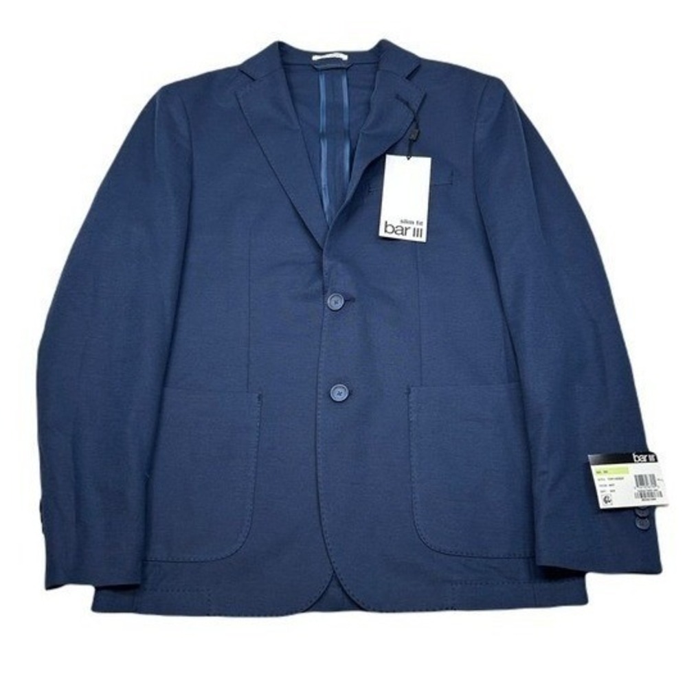 Bar III Slim Fit Sport Coat Mens 38R 38 Navy Blue Performance Blazer‎ $295 NEW